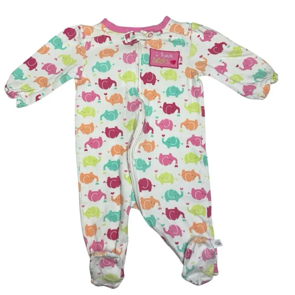 First Moments Sleeper Pajamas Baby Girl Elephants 6 Months